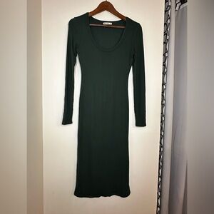 Marine Layer Dark Green Long Sleeve Midi Dress